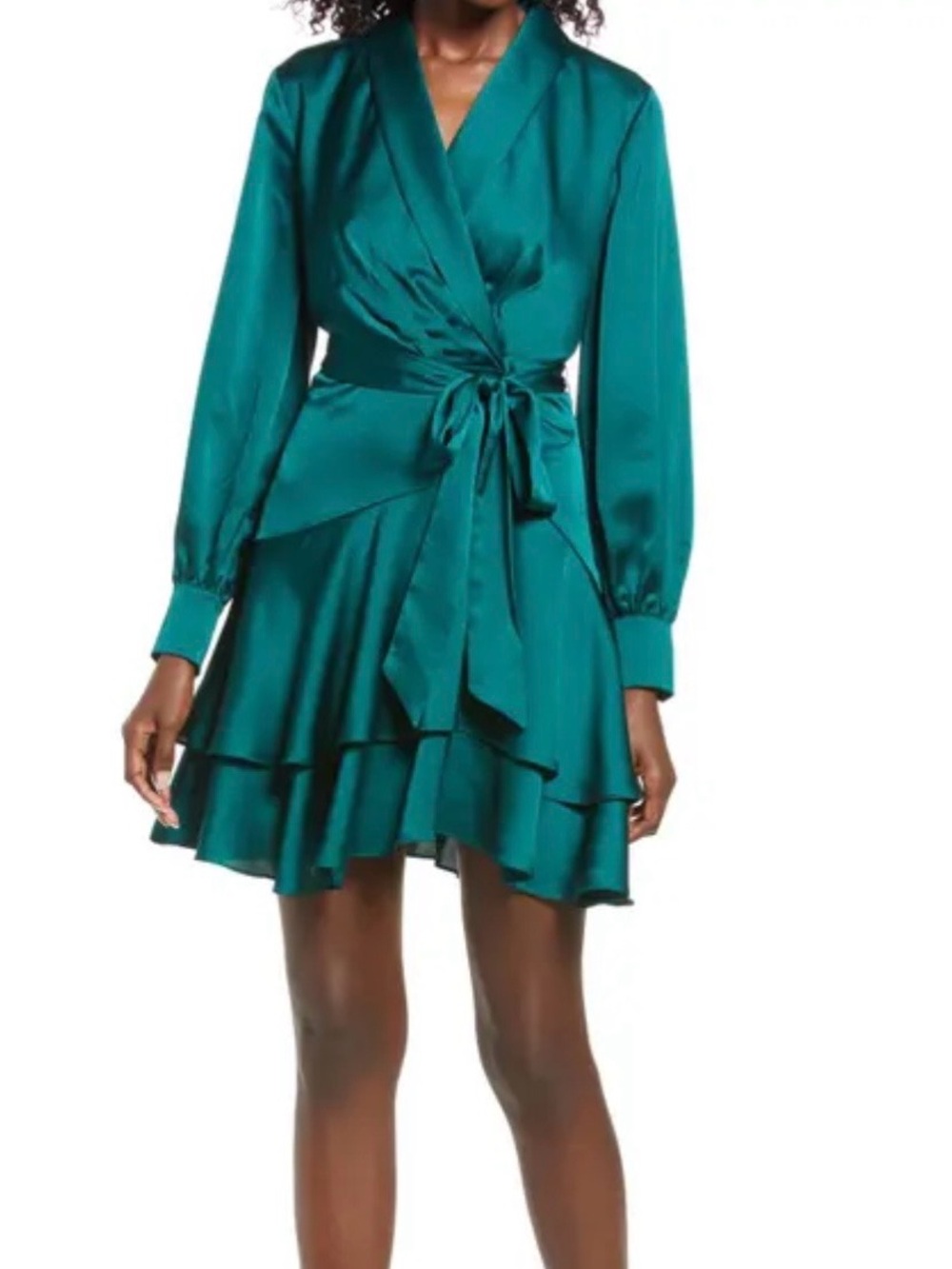 Ever New Teal green Wrap Tiered Mini Dress